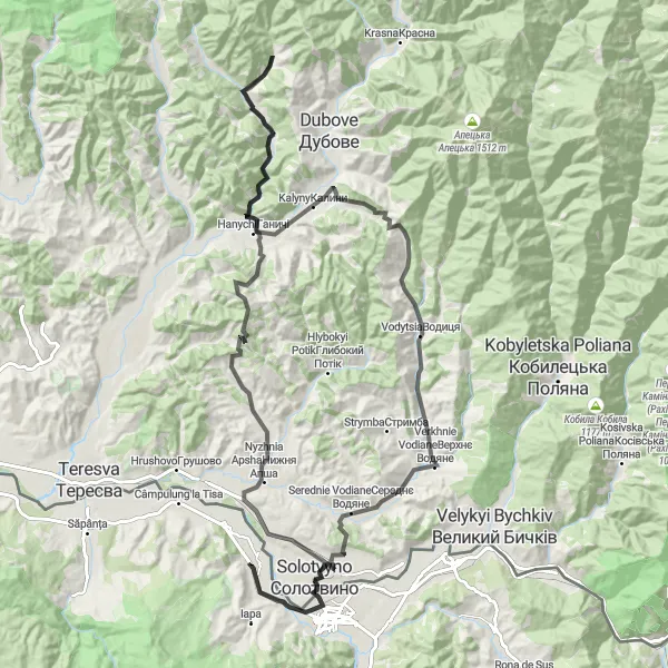 Map miniature of "Journey through the Carpathians" cycling inspiration in Nord-Vest, Romania. Generated by Tarmacs.app cycling route planner