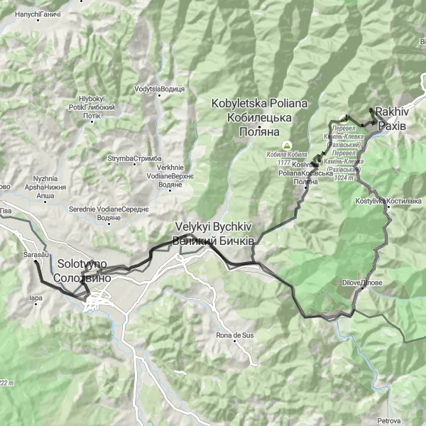 Map miniature of "Discover the Hidden Gems of Maramureș" cycling inspiration in Nord-Vest, Romania. Generated by Tarmacs.app cycling route planner