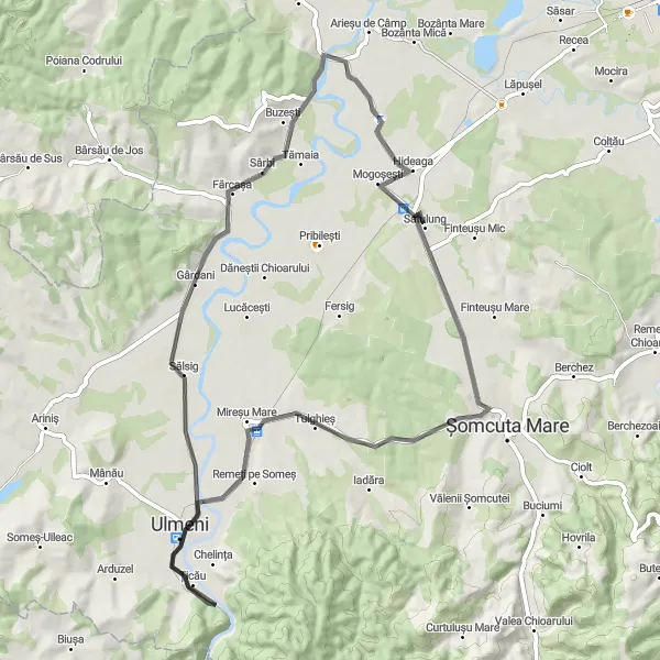 Map miniature of "Explore the Beauty of Satulung" cycling inspiration in Nord-Vest, Romania. Generated by Tarmacs.app cycling route planner