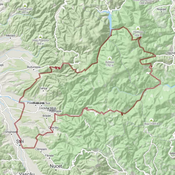 Map miniature of "Maramureș Gravel Adventure" cycling inspiration in Nord-Vest, Romania. Generated by Tarmacs.app cycling route planner