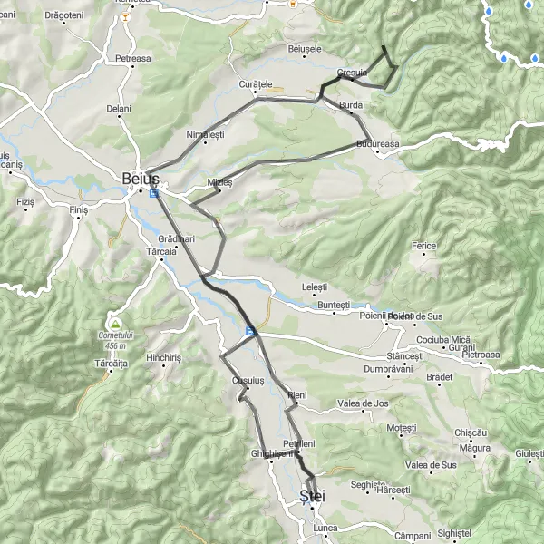 Map miniature of "Beiuș Explorer" cycling inspiration in Nord-Vest, Romania. Generated by Tarmacs.app cycling route planner