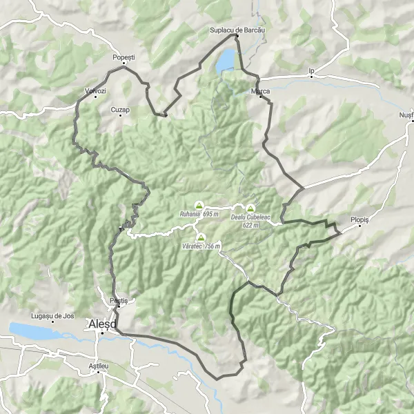 Map miniature of "A Journey Through Time" cycling inspiration in Nord-Vest, Romania. Generated by Tarmacs.app cycling route planner