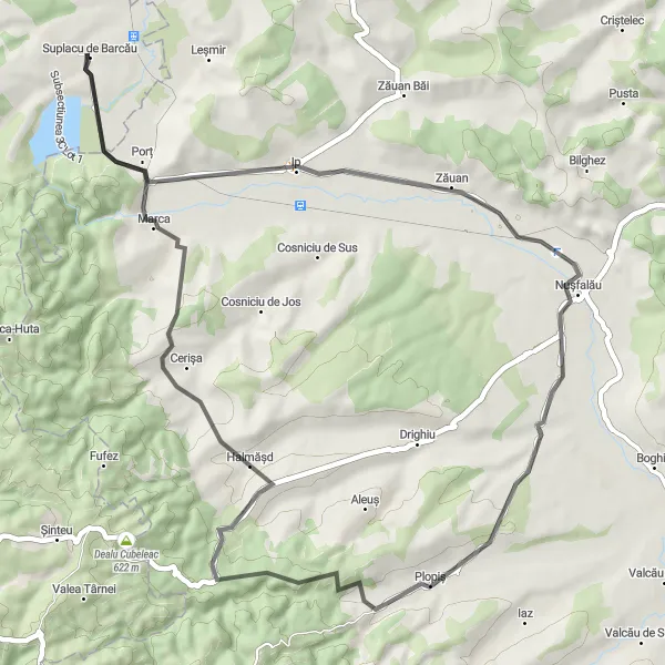 Map miniature of "Charming Countryside Cruise" cycling inspiration in Nord-Vest, Romania. Generated by Tarmacs.app cycling route planner