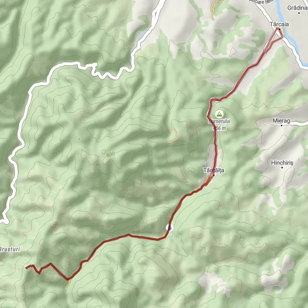 Map miniature of "Scenic Beauty of Brusturi and Cornetului Gravel Route" cycling inspiration in Nord-Vest, Romania. Generated by Tarmacs.app cycling route planner