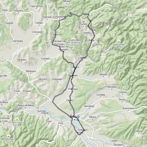 Map miniature of "Pocola Loop" cycling inspiration in Nord-Vest, Romania. Generated by Tarmacs.app cycling route planner