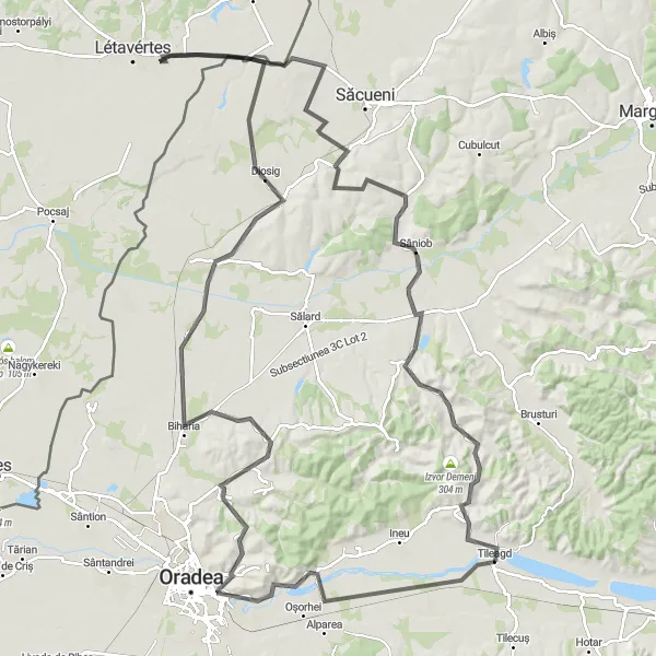 Map miniature of "Challenging Road Cycling Expedition" cycling inspiration in Nord-Vest, Romania. Generated by Tarmacs.app cycling route planner