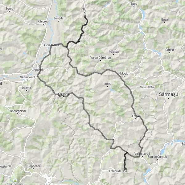 Map miniature of "Breathtaking Scenic Road Cycling Adventure" cycling inspiration in Nord-Vest, Romania. Generated by Tarmacs.app cycling route planner