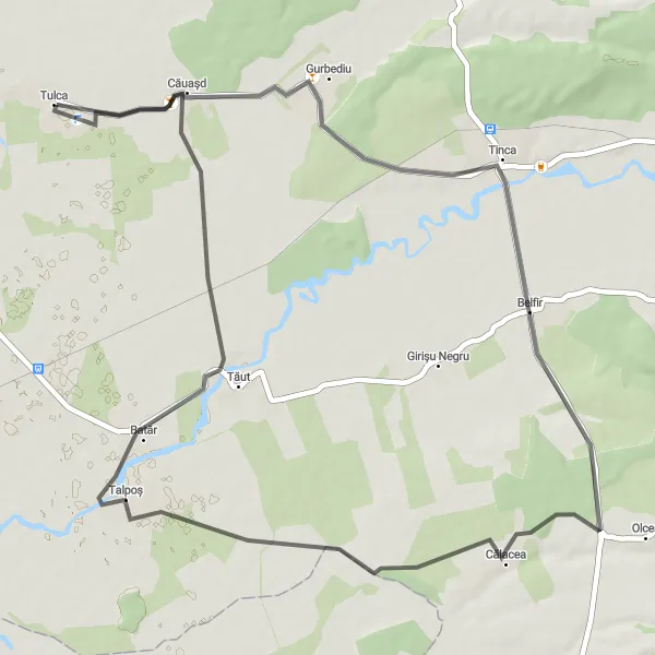 Map miniature of "Belfir and Talpos Beauty Circuit" cycling inspiration in Nord-Vest, Romania. Generated by Tarmacs.app cycling route planner