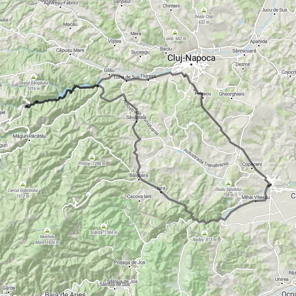 Map miniature of "Turda Cycling Adventure" cycling inspiration in Nord-Vest, Romania. Generated by Tarmacs.app cycling route planner