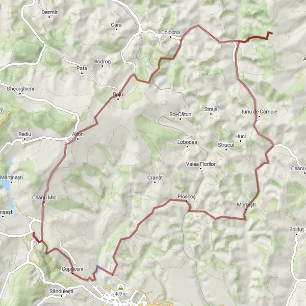 Map miniature of "Adventure Through Ceanu Mic and Dâmburile" cycling inspiration in Nord-Vest, Romania. Generated by Tarmacs.app cycling route planner