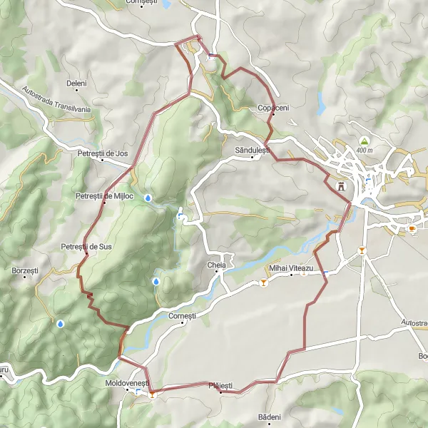 Map miniature of "Gravel Adventure: Exploring Cheia and Plaieşti" cycling inspiration in Nord-Vest, Romania. Generated by Tarmacs.app cycling route planner