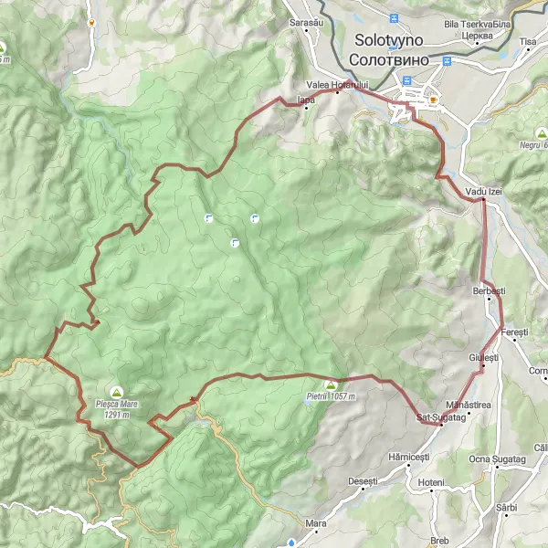 Map miniature of "The Ţara Moţilor Gravel Ride" cycling inspiration in Nord-Vest, Romania. Generated by Tarmacs.app cycling route planner