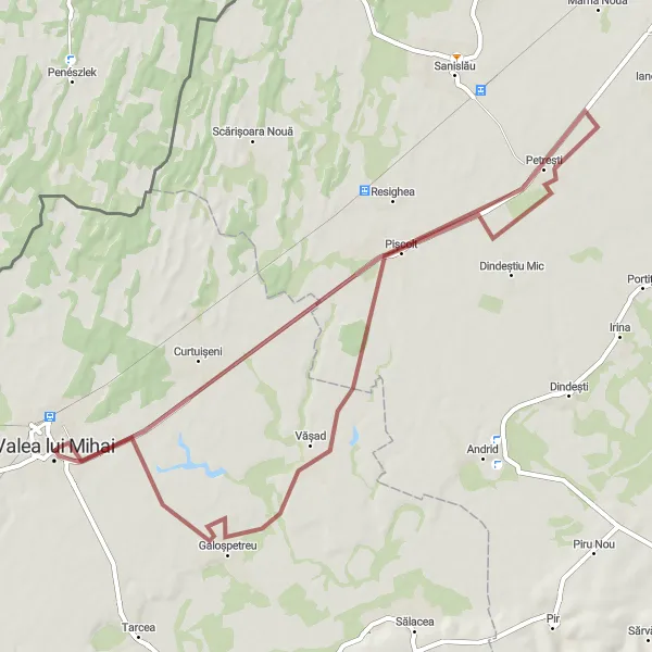 Map miniature of "The Gravel Adventure" cycling inspiration in Nord-Vest, Romania. Generated by Tarmacs.app cycling route planner