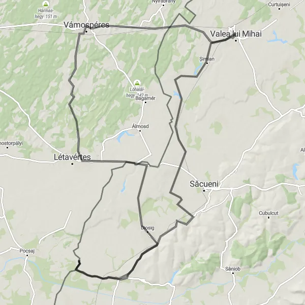 Map miniature of "Ciocaia Loop" cycling inspiration in Nord-Vest, Romania. Generated by Tarmacs.app cycling route planner