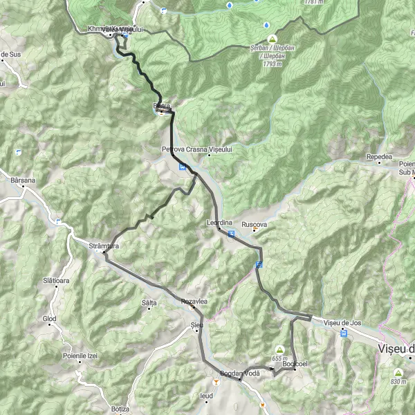 Map miniature of "The Leordina Loop" cycling inspiration in Nord-Vest, Romania. Generated by Tarmacs.app cycling route planner