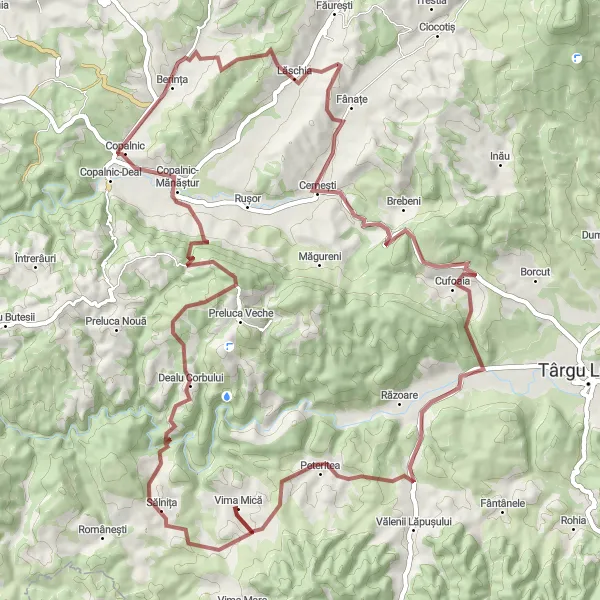 Map miniature of "The Ultimate Challenge" cycling inspiration in Nord-Vest, Romania. Generated by Tarmacs.app cycling route planner
