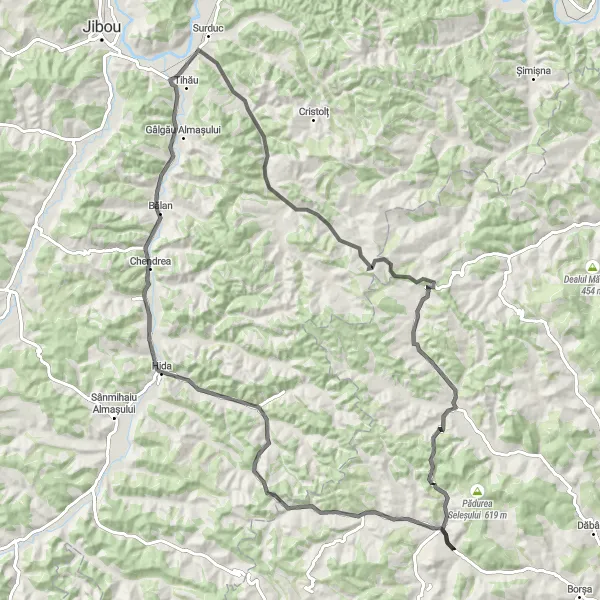 Map miniature of "The Grand Cluj-Napoca Loop" cycling inspiration in Nord-Vest, Romania. Generated by Tarmacs.app cycling route planner