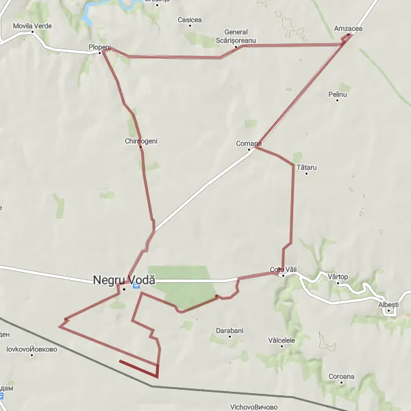 Map miniature of "Off the Beaten Path" cycling inspiration in Sud-Est, Romania. Generated by Tarmacs.app cycling route planner