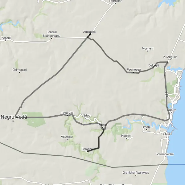 Map miniature of "The Coastal Loop" cycling inspiration in Sud-Est, Romania. Generated by Tarmacs.app cycling route planner