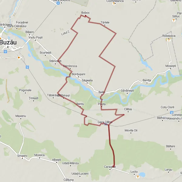 Map miniature of "Boboc Heritage" cycling inspiration in Sud-Est, Romania. Generated by Tarmacs.app cycling route planner