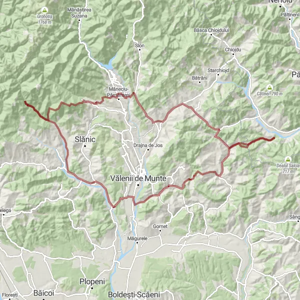 Map miniature of "Gravel Adventure in Sud-Est Romania" cycling inspiration in Sud-Est, Romania. Generated by Tarmacs.app cycling route planner