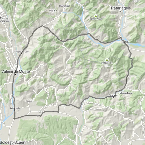 Map miniature of "The Vitioarei Mouth Adventure" cycling inspiration in Sud-Est, Romania. Generated by Tarmacs.app cycling route planner