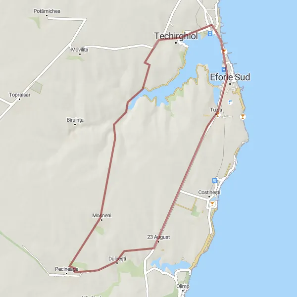 Map miniature of "Coastal Escape" cycling inspiration in Sud-Est, Romania. Generated by Tarmacs.app cycling route planner