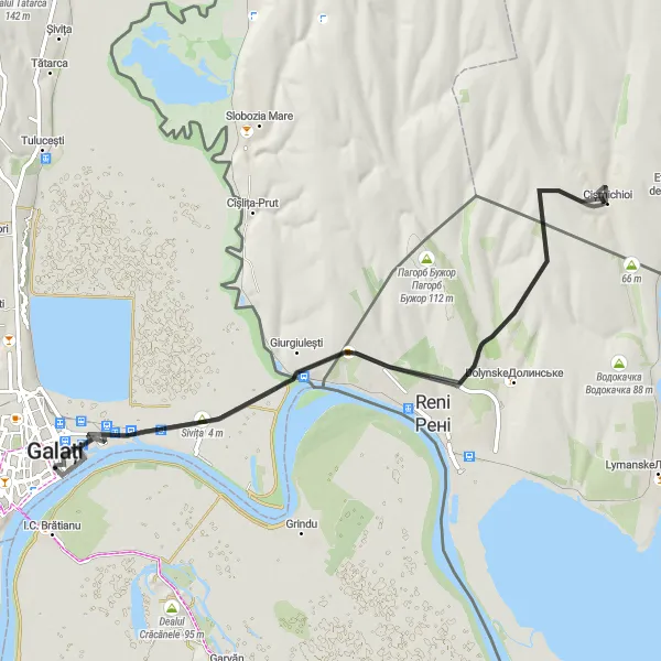 Map miniature of "Sivița and Beyond" cycling inspiration in Sud-Est, Romania. Generated by Tarmacs.app cycling route planner