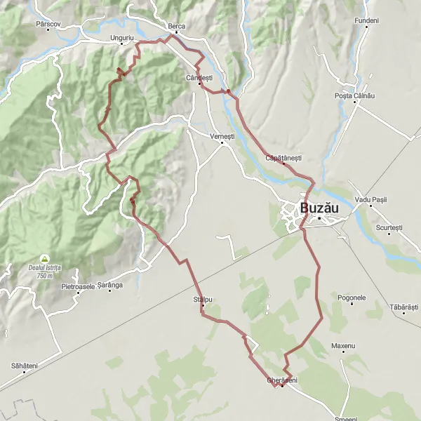 Map miniature of "Gravel Adventure through Sărata-Monteoru and Mătești" cycling inspiration in Sud-Est, Romania. Generated by Tarmacs.app cycling route planner