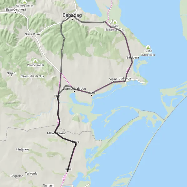 Map miniature of "Coastal Road Adventure" cycling inspiration in Sud-Est, Romania. Generated by Tarmacs.app cycling route planner