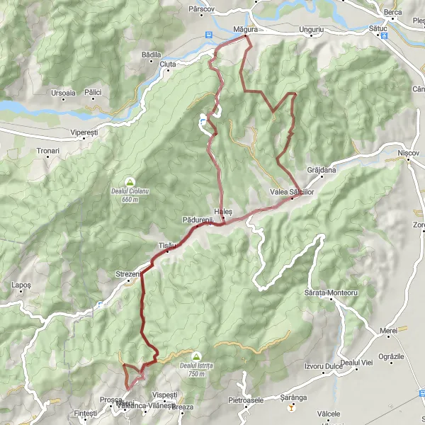 Map miniature of "Nature's Escape" cycling inspiration in Sud-Est, Romania. Generated by Tarmacs.app cycling route planner