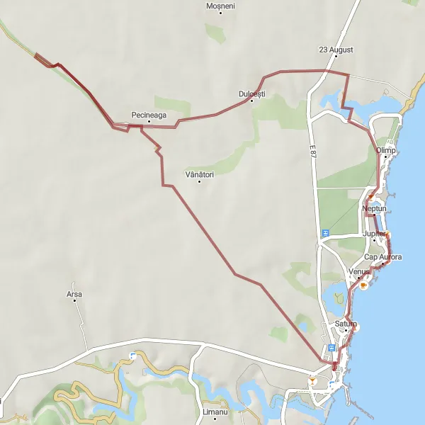 Map miniature of "Gravel Panorama" cycling inspiration in Sud-Est, Romania. Generated by Tarmacs.app cycling route planner