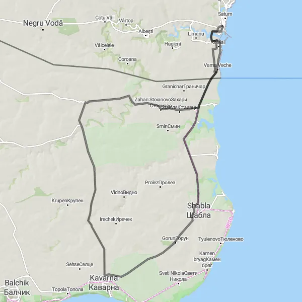 Map miniature of "The Black Sea Adventure" cycling inspiration in Sud-Est, Romania. Generated by Tarmacs.app cycling route planner