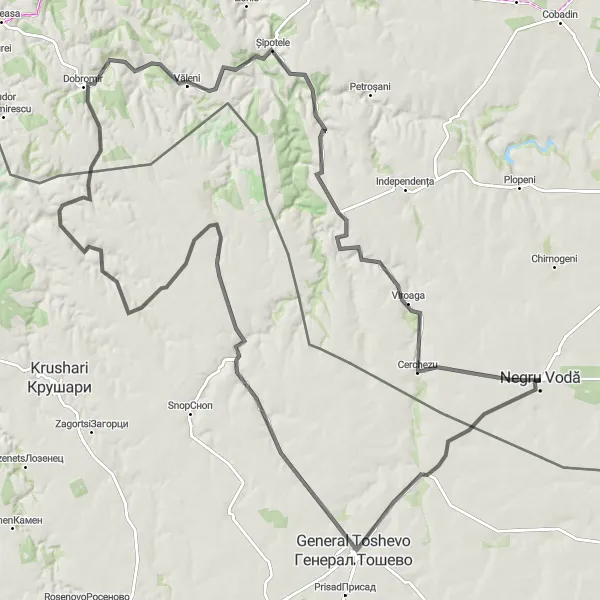 Map miniature of "Mountain Escape" cycling inspiration in Sud-Est, Romania. Generated by Tarmacs.app cycling route planner