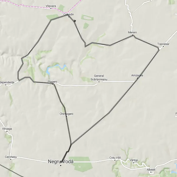 Map miniature of "Negru Vodă Countryside Loop Road Cycling Route" cycling inspiration in Sud-Est, Romania. Generated by Tarmacs.app cycling route planner