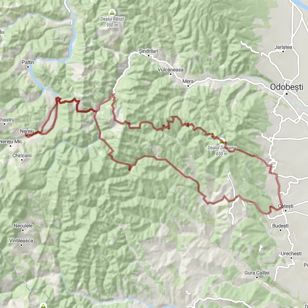 Map miniature of "Spulber Gravel Challenge" cycling inspiration in Sud-Est, Romania. Generated by Tarmacs.app cycling route planner