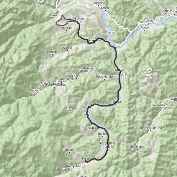 Map miniature of "Scenic Road Cycling Route" cycling inspiration in Sud-Est, Romania. Generated by Tarmacs.app cycling route planner