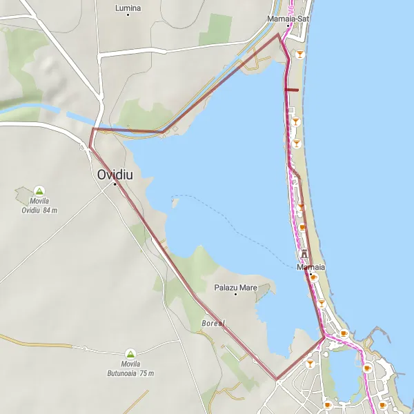 Map miniature of "Coastal Escape" cycling inspiration in Sud-Est, Romania. Generated by Tarmacs.app cycling route planner