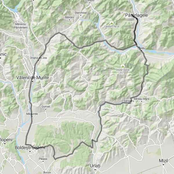 Map miniature of "The Nisipoasa Circuit" cycling inspiration in Sud-Est, Romania. Generated by Tarmacs.app cycling route planner