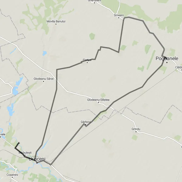 Map miniature of "Exploring Rural Romania" cycling inspiration in Sud-Est, Romania. Generated by Tarmacs.app cycling route planner