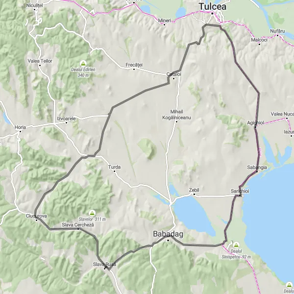 Map miniature of "Dobrogea Road Cycling Adventure" cycling inspiration in Sud-Est, Romania. Generated by Tarmacs.app cycling route planner