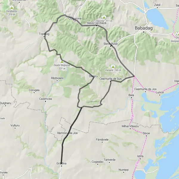 Map miniature of "Sâmbăta Nouă Grand Tour" cycling inspiration in Sud-Est, Romania. Generated by Tarmacs.app cycling route planner