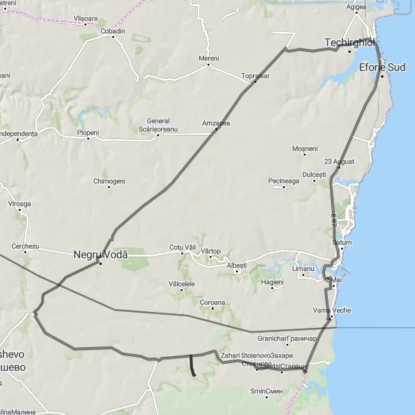 Map miniature of "Coastal Adventure" cycling inspiration in Sud-Est, Romania. Generated by Tarmacs.app cycling route planner