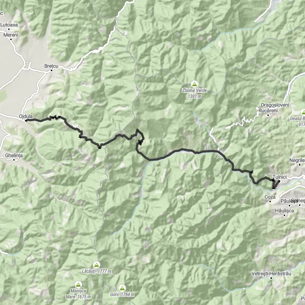 Map miniature of "The Lepșa Loop" cycling inspiration in Sud-Est, Romania. Generated by Tarmacs.app cycling route planner