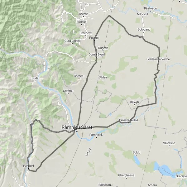 Map miniature of "Vadu Sorești Round-Trip Cycling Route 2" cycling inspiration in Sud-Est, Romania. Generated by Tarmacs.app cycling route planner