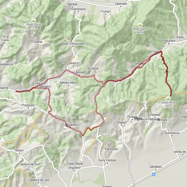 Map miniature of "The Gravel Adventure" cycling inspiration in Sud-Muntenia, Romania. Generated by Tarmacs.app cycling route planner