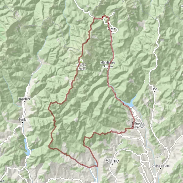 Map miniature of "Bertea - Păltinet Loop" cycling inspiration in Sud-Muntenia, Romania. Generated by Tarmacs.app cycling route planner