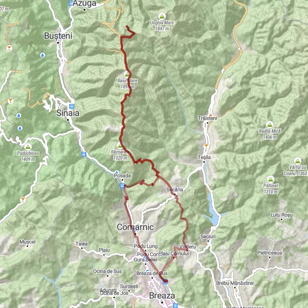 Map miniature of "Gravel Adventure" cycling inspiration in Sud-Muntenia, Romania. Generated by Tarmacs.app cycling route planner