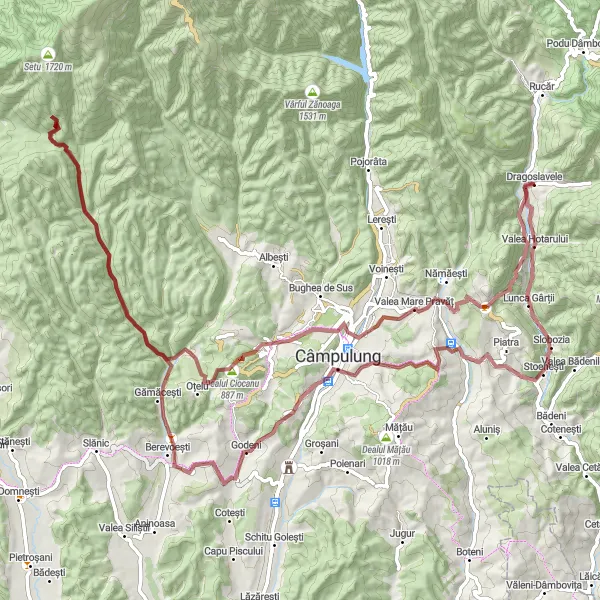 Map miniature of "Ultimate Gravel Adventure" cycling inspiration in Sud-Muntenia, Romania. Generated by Tarmacs.app cycling route planner