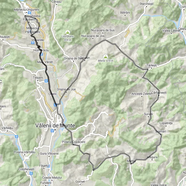 Map miniature of "Gheaba to Făcăieni" cycling inspiration in Sud-Muntenia, Romania. Generated by Tarmacs.app cycling route planner